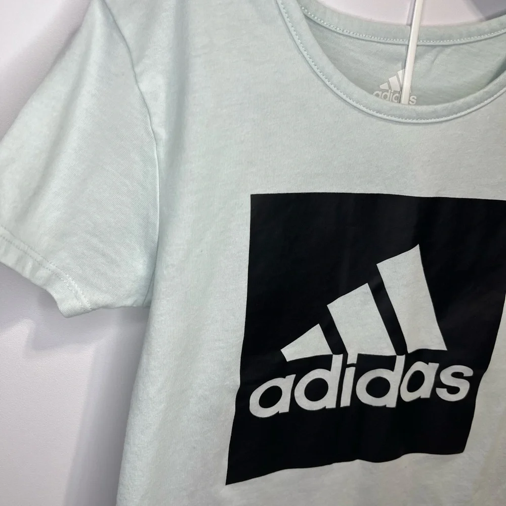 adidas Mint Short Sleeve Tee with Black Logo black bike shorts Girls 6